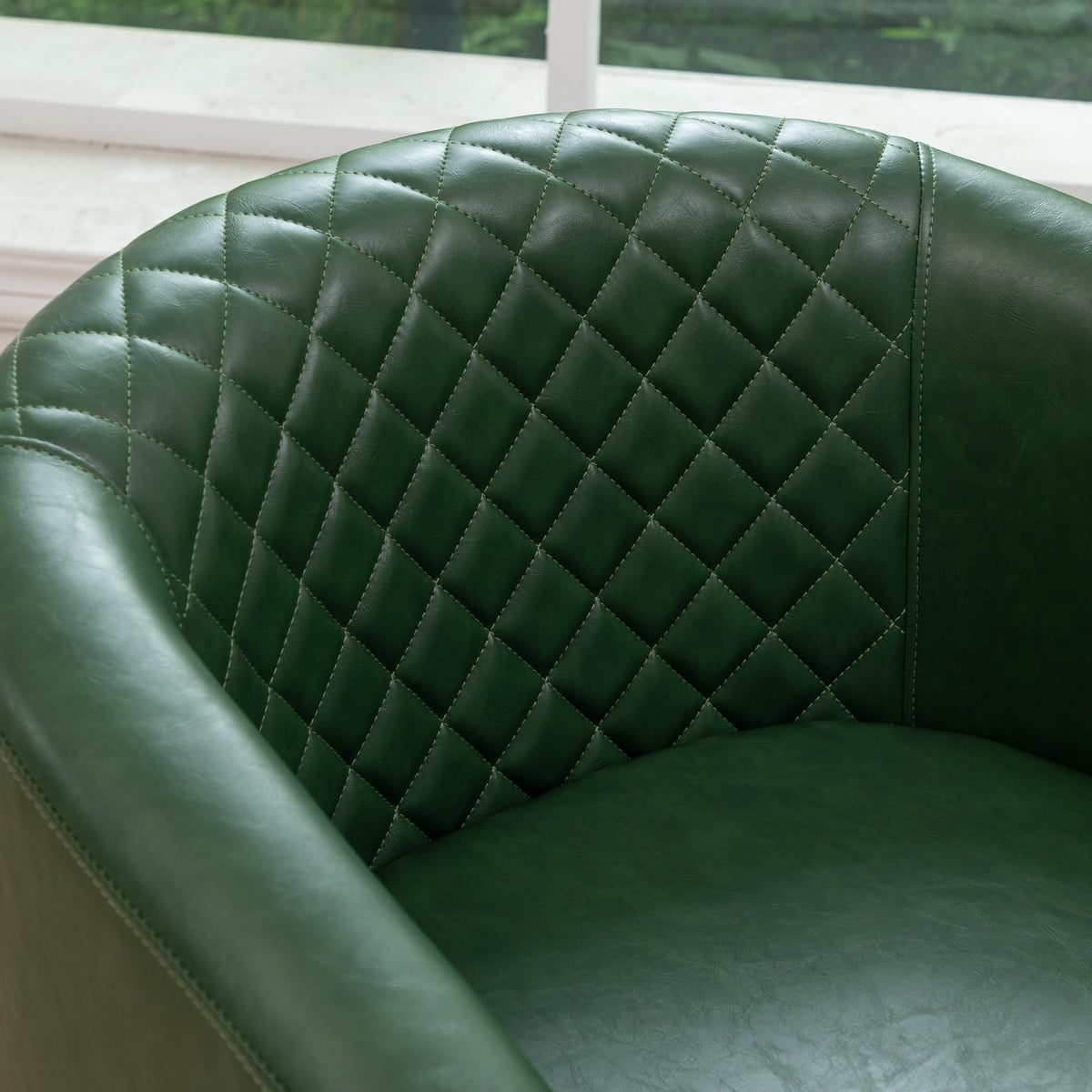 KINWELL 29" W Faux Leather Tufted PU Barrel Club Chairs Set of 2, Black
