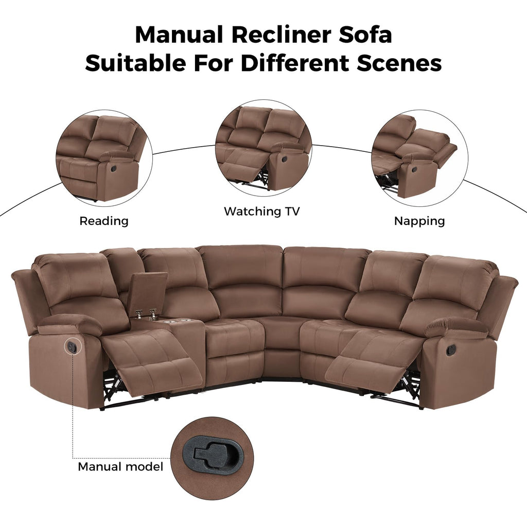 EBELLO Manual Faux Leather Reclining Couch Set for Living Room, Include 1 Recliner Chair, 1 Loveseat Sofa, Recliner Sofa Furniture Set for Home and Office, Black