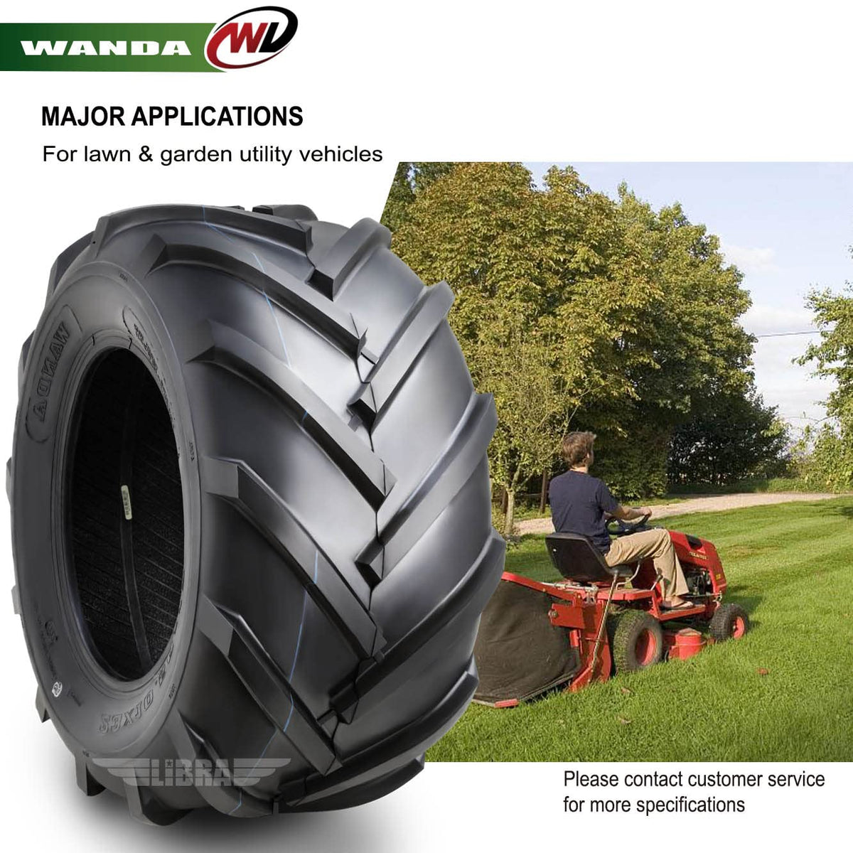 WANDA 4PC 15X6-6 & 20X10-8 Lawn Mower Tractor Tires Super Lug -13078/13071