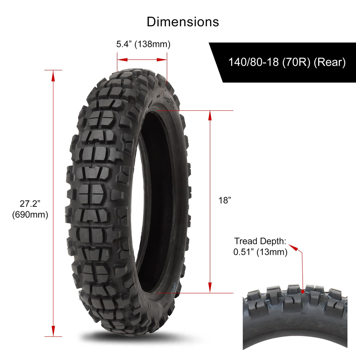 Tusk Waypoint Adventure Motorcycle Tire Set â 90/90-21 Front & 130/90-17 Rear (68R) Tube Type