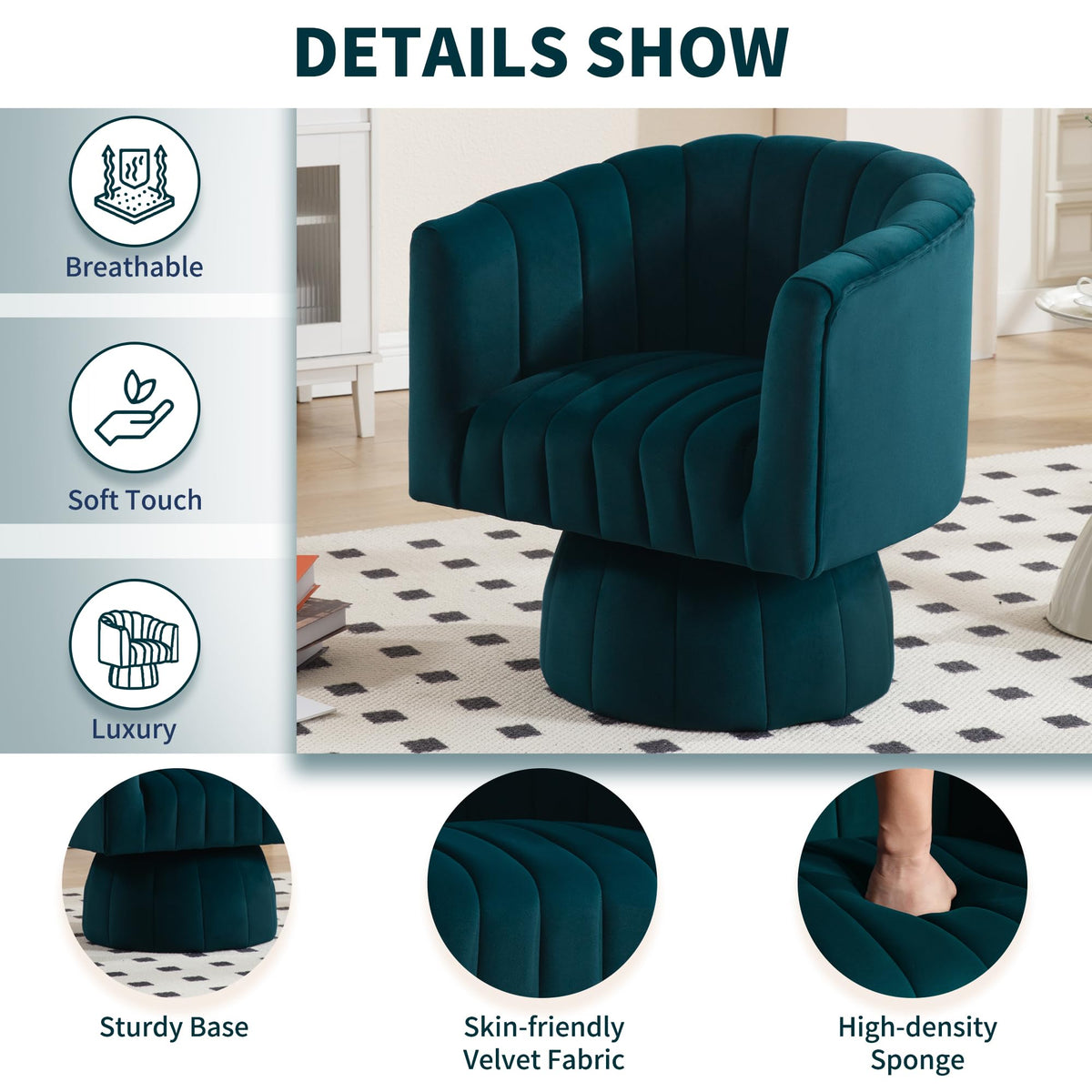 Swivel Accent Barrel Chair Set of 2, Cute Comfy Small Round 360Â° Arm Chair, Velvet Sofa Club Reading Chair for Living Room Bedroom Office Purple