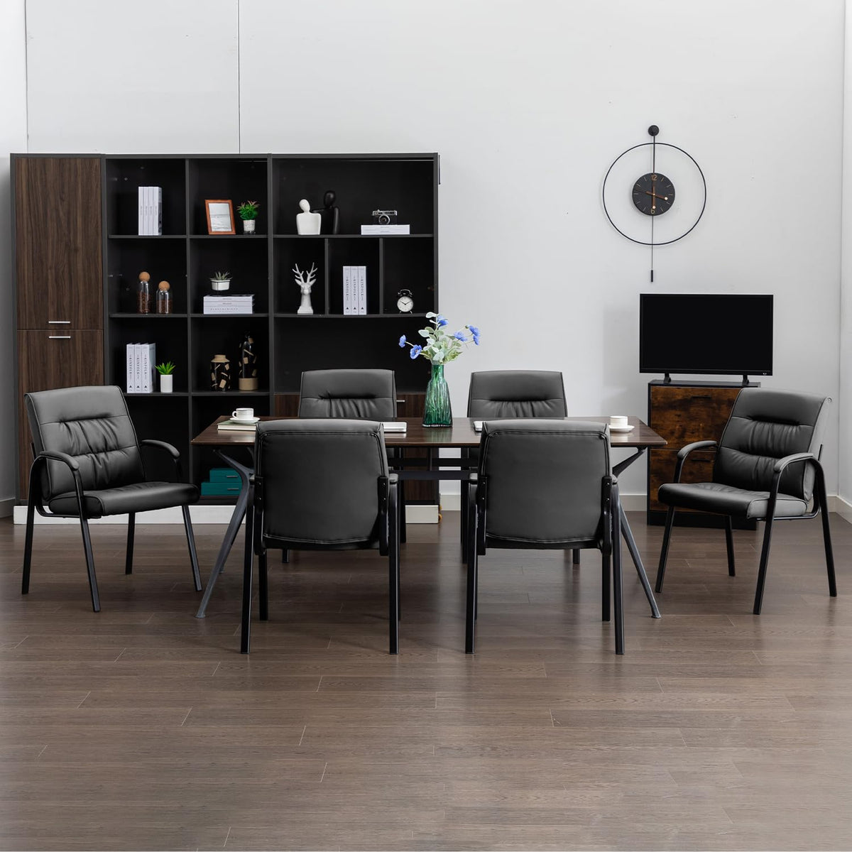 Office Guest Reception Chair Set of 2, Conference Room Chairs Waiting Room Chairs 2 Pack, Modern Leather Office Desk Chair No Wheels.