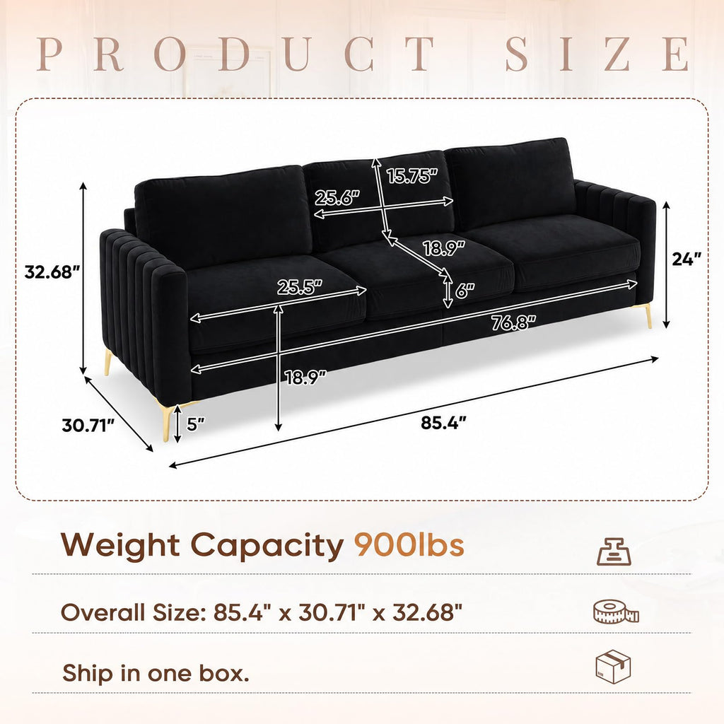 2 Piece Sofa and Loveseat Set, Comfy Tufted Velvet Couch and Loveseat Sets Furniture with Gold Leg, Mid Century Modern Couch Soft Upholstered Sofa Set of 2 for Living Room Bedroom Office (Navy Blue)