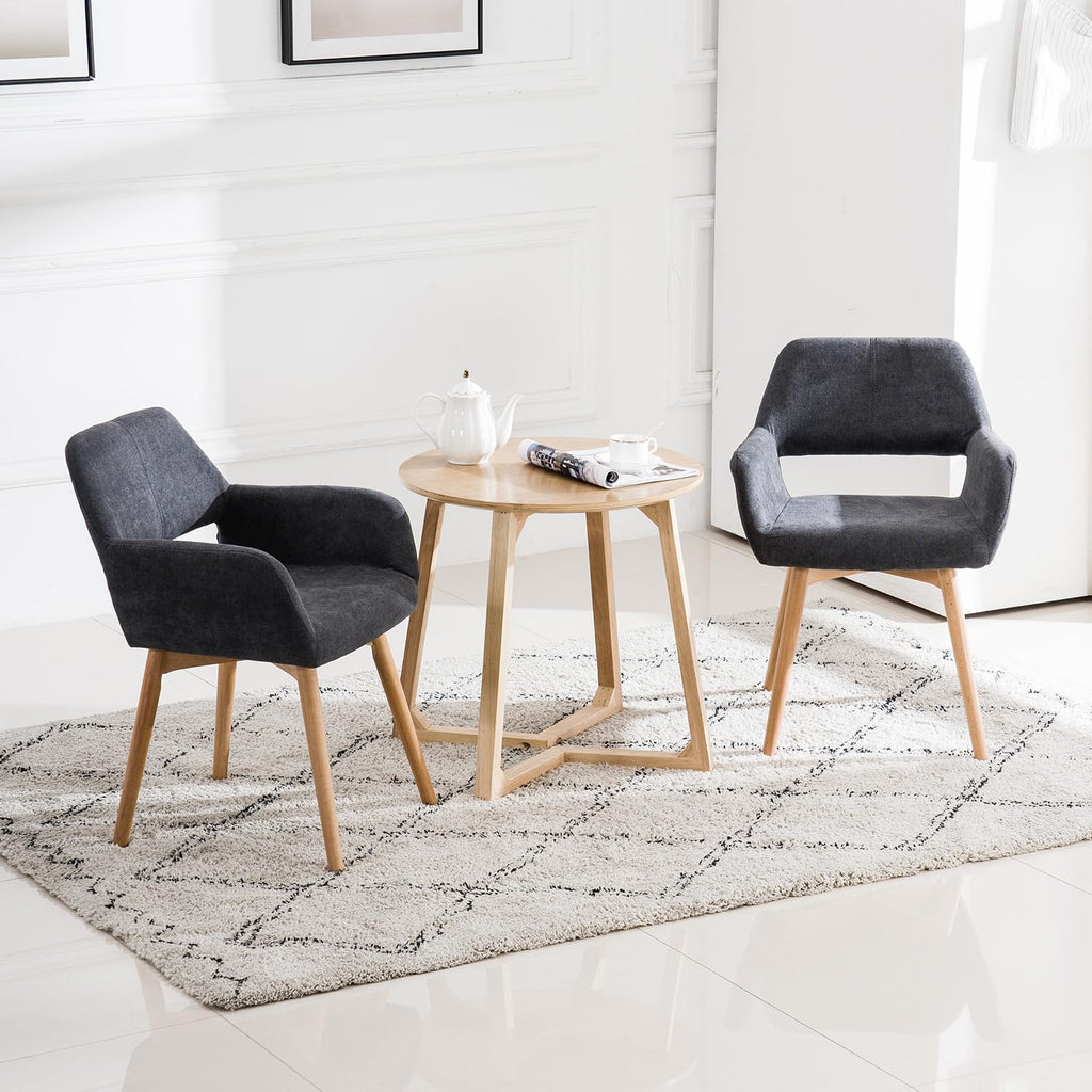 Mid Century Modern Dining Chairs Set of 2 & 4 & 6 Comfy Accent Chair Upholstered Kitchen Dining Living Room Chairs for Bedrooms Waiting Room Home Arm Desk Chair No Wheels (Beige, 2)