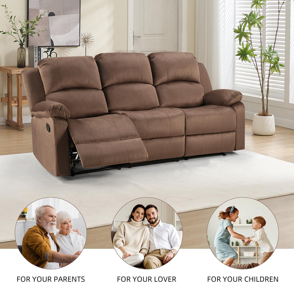 EBELLO Manual Faux Leather Reclining Couch Set for Living Room, Include 1 Recliner Chair, 1 Loveseat Sofa, Recliner Sofa Furniture Set for Home and Office, Black