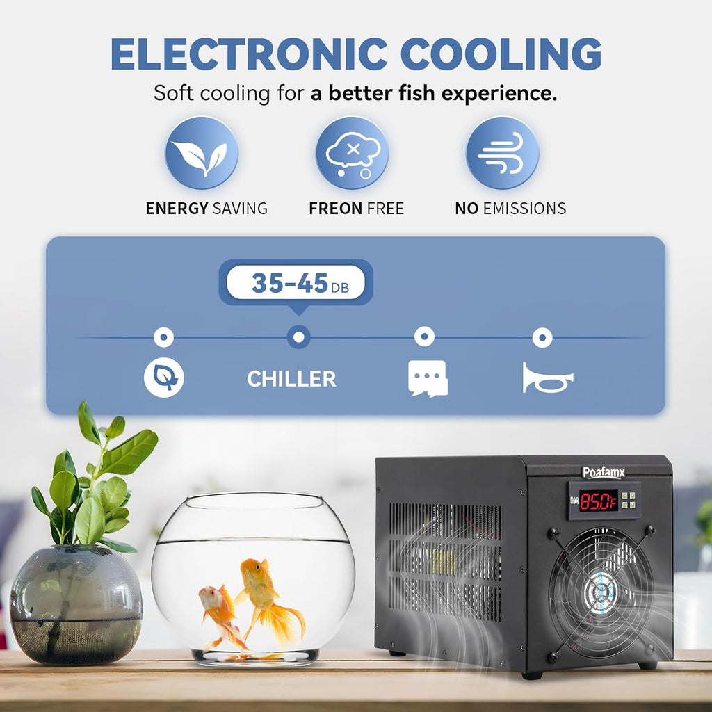 Poafamx 16Gal Aquarium Chiller, Small Water Chiller with Electronic Cooling