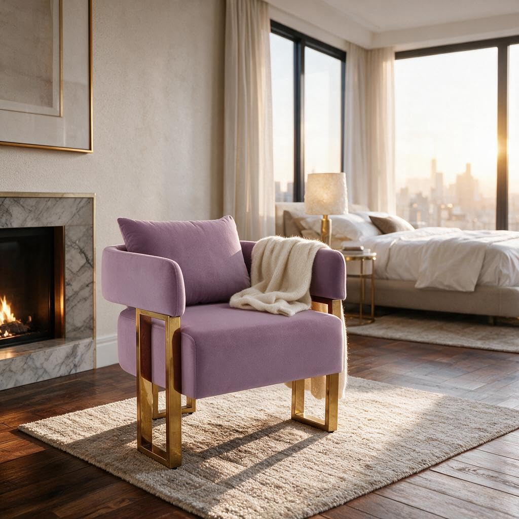YISHENG Modern Barrel Accent Chairs Set of 2, Living Room Side Chairs with Golden Metal Legs Soft Upholstered Reading Armchairs no Wheels for Vanity/Reception Room//Bedroom/Lounge/Office,Black Teddy