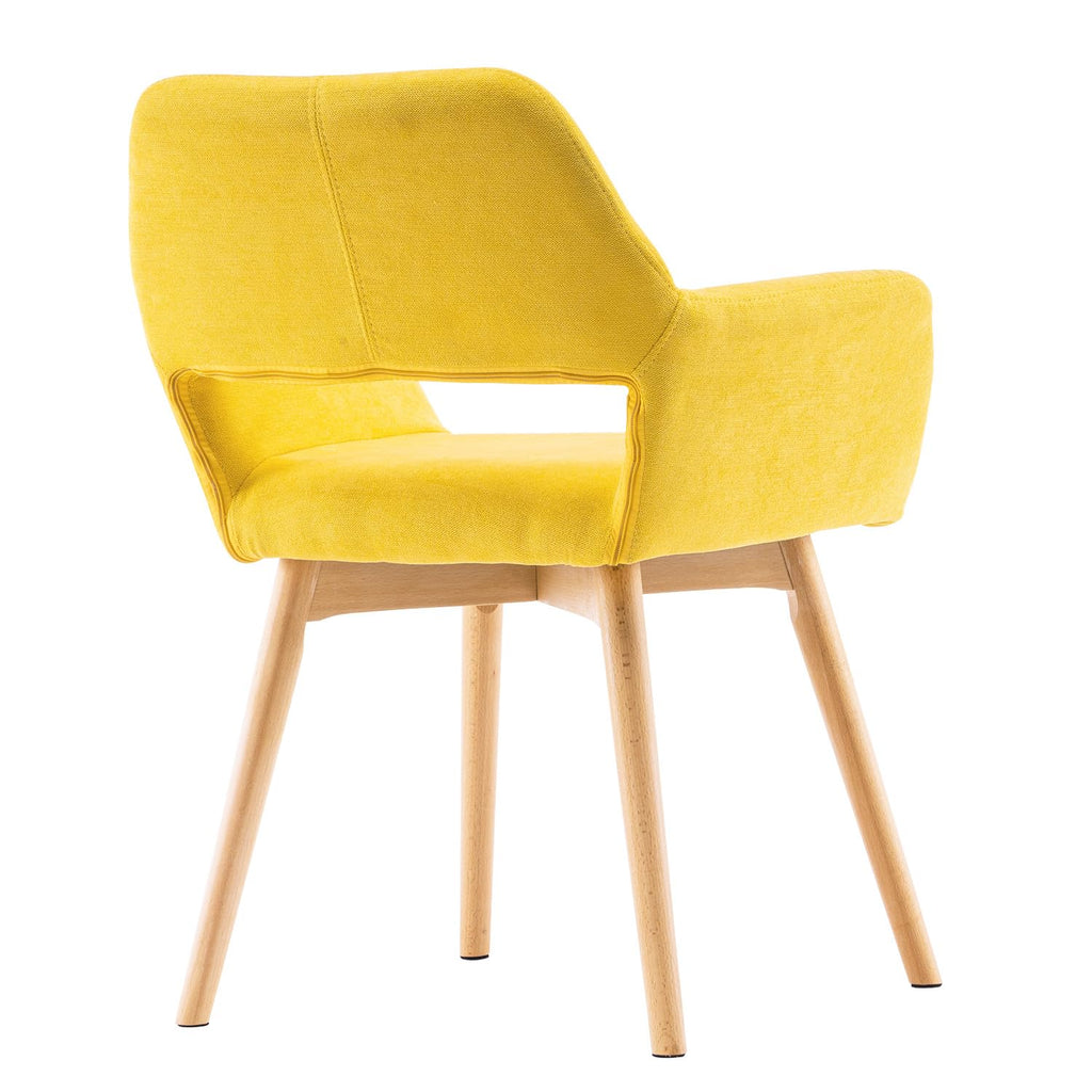 Mid Century Modern Dining Chairs Set of 2 & 4 & 6 Comfy Accent Chair Upholstered Kitchen Dining Living Room Chairs for Bedrooms Waiting Room Home Arm Desk Chair No Wheels (Beige, 2)