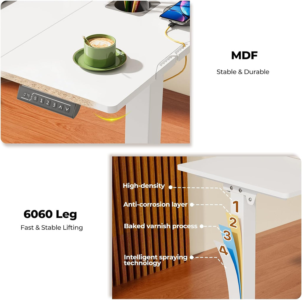 JOY worker Electric Drafting Table, 40Ã20" Height Adjustable White Art Desk