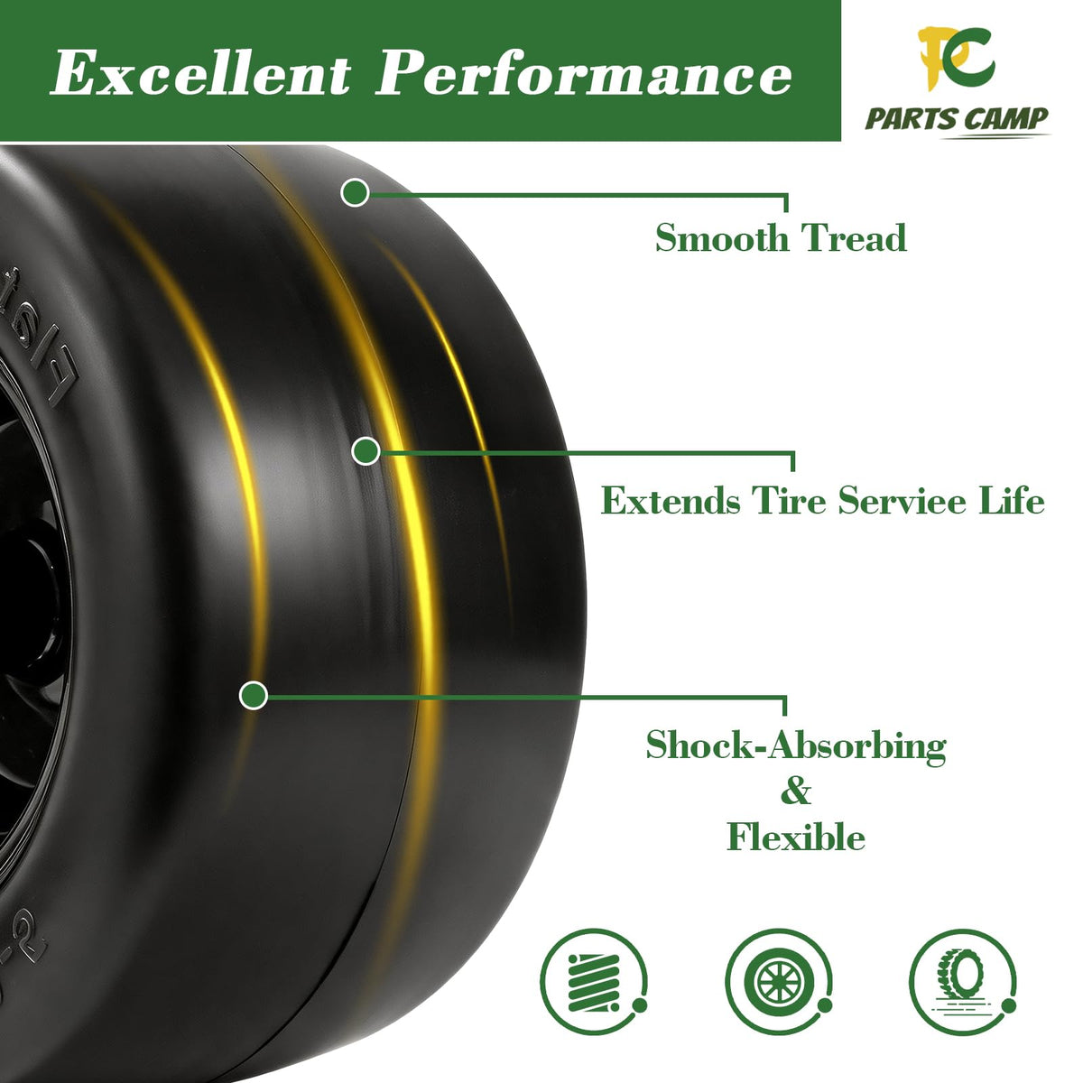 Parts Camp (2 Pack) 13x6.50-6 Lawn Mower Tires Flat Free Solid Tire
