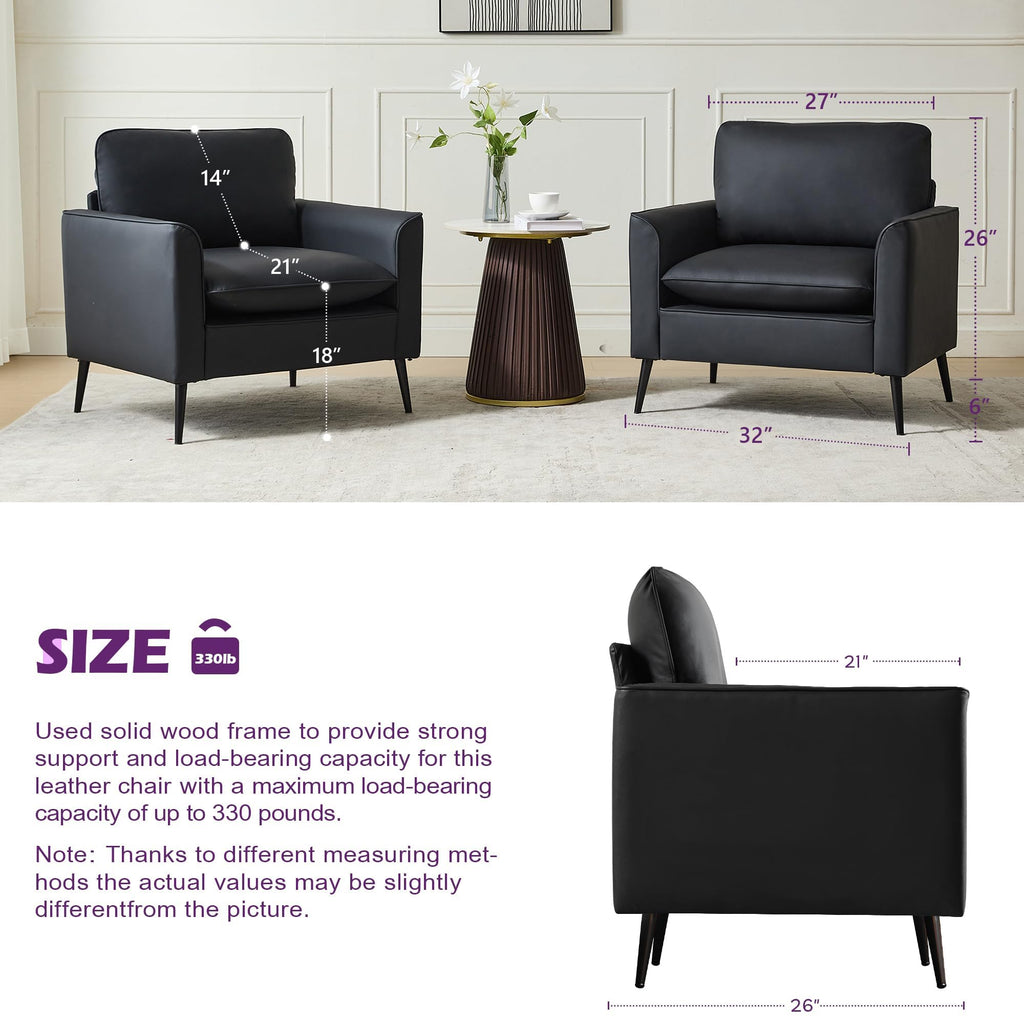 TYBOATLE Accent Chairs Set of 2, Faux Leather Arm Chairs (Grey, 2)