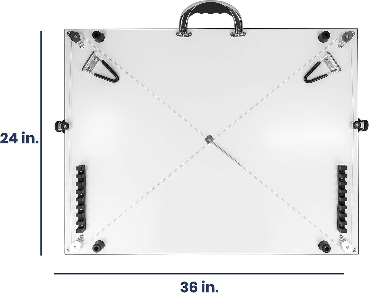Pacific Arc Table Top Drawing Board with Parallel Bar, White, 24 inches by 36 inches