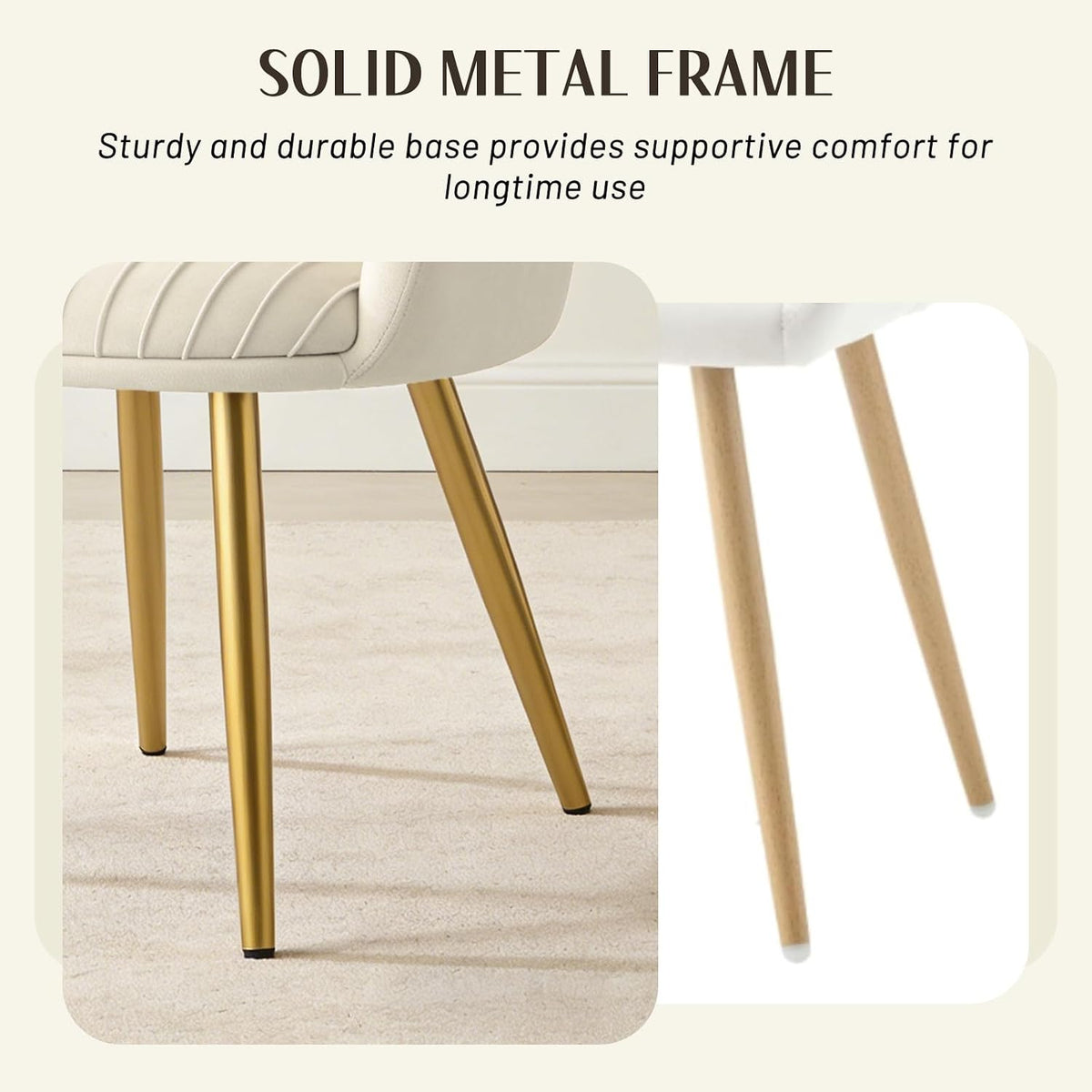 Accent Velvet Makeup Vanity Chairs Set of 2 Boucle Modern Tufted Girls Desk Chair No Wheels with Gold Metal Legs, 20" Extra Wide Armchair for Bedroom Bathroom Dining Room Living Room, Cream Beige