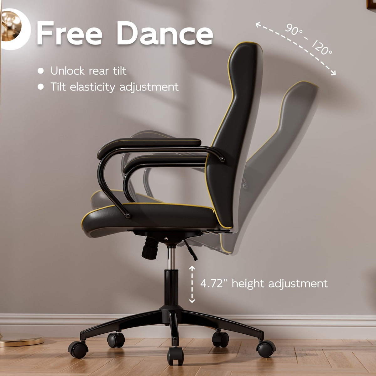 HomeZeer White and Gold Office Chair, Luxury Leather Executive Desk Chair