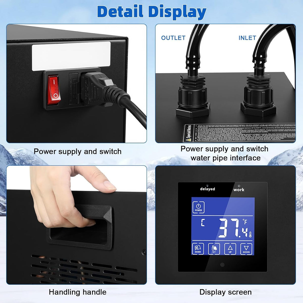Cold Plunge Chiller,87 Gallon 1/3HP Ice Bath Water Chiller for Cold Plunge Tub, Water Chillers System with LED Display, Pump, Remote Control, Pipe, for Fish Tank Household Black