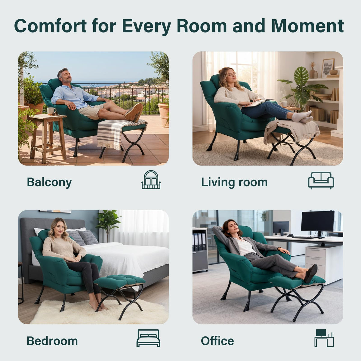 Modern Lazy Chair with Ottoman Lounge Accent Reading Chair for Living Room