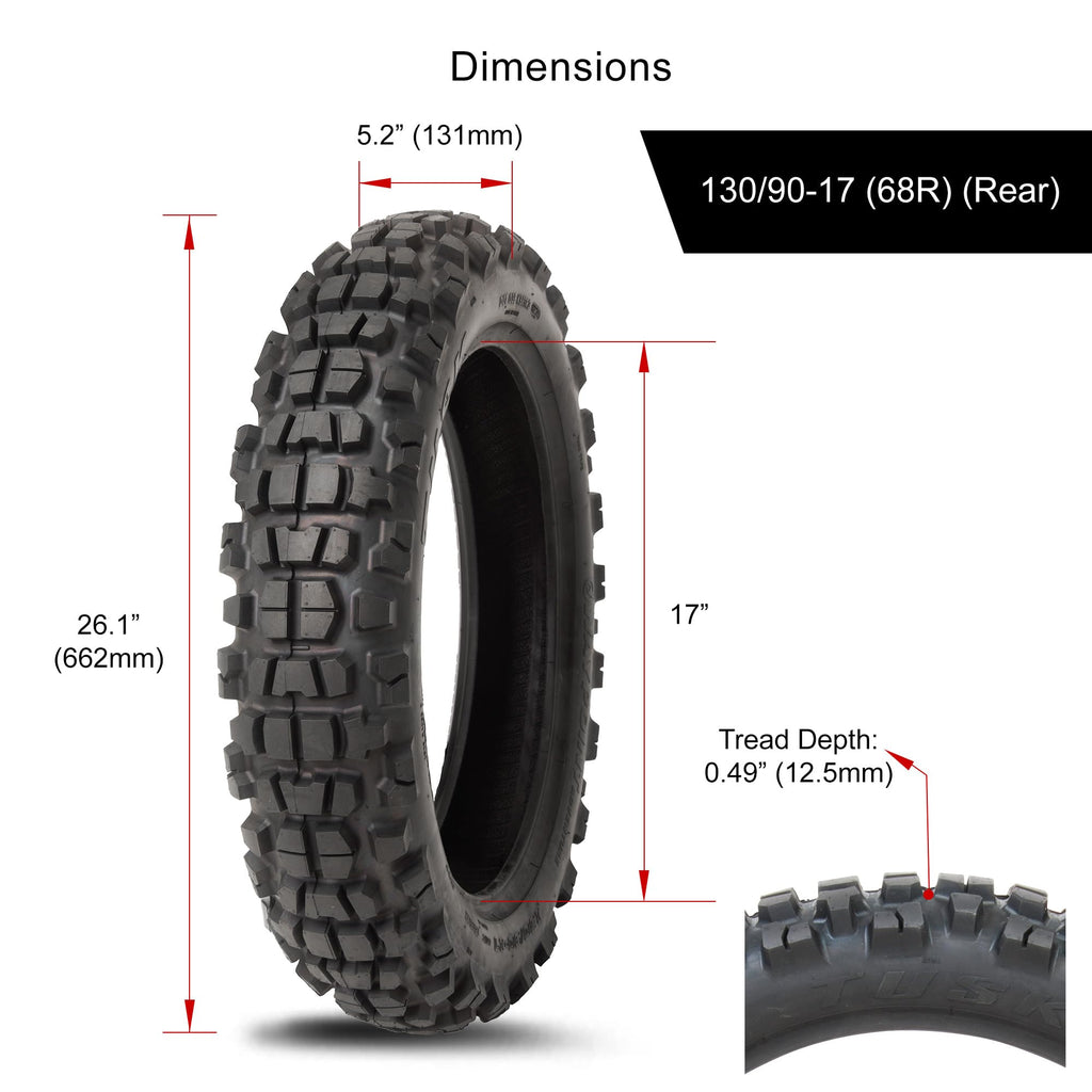 Tusk Waypoint Adventure Motorcycle Tire Set â 90/90-21 Front & 130/90-17 Rear (68R) Tube Type