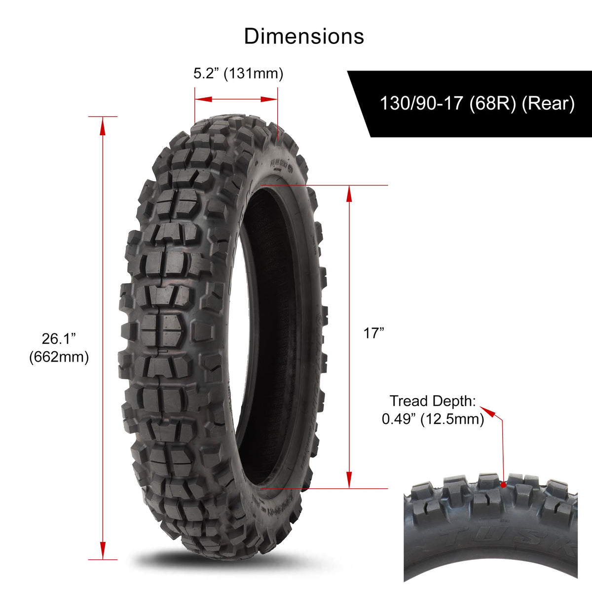 Tusk Waypoint Adventure Motorcycle Tire Set â 90/90-21 Front & 130/90-17 Rear (68R) Tube Type