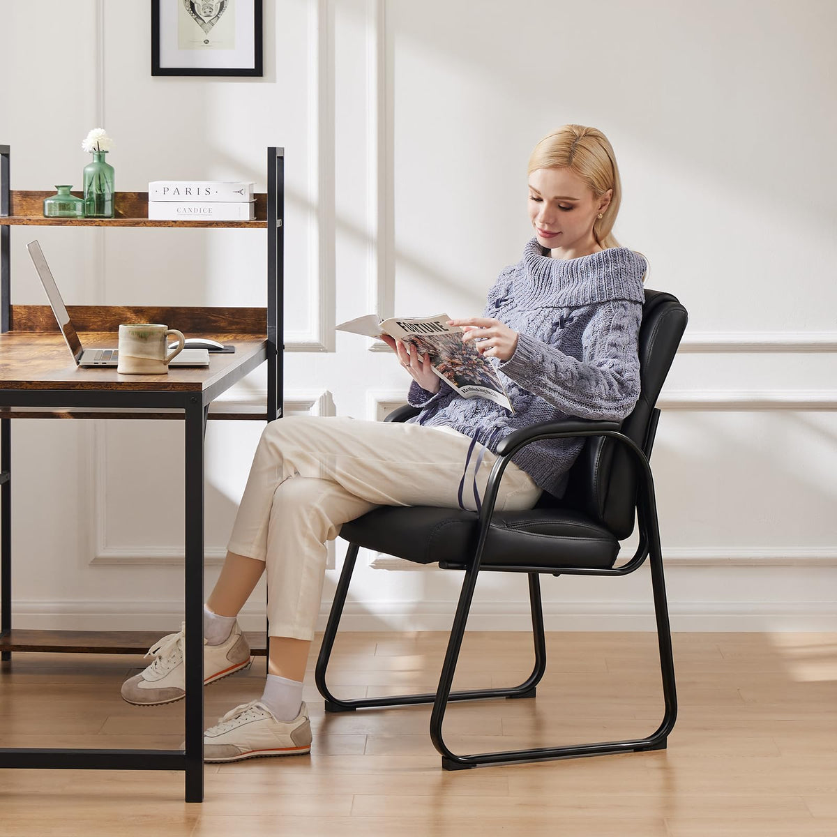 Sweetcrispy Waiting Room Chairs Set of 2, Office Guest Chair for Reception