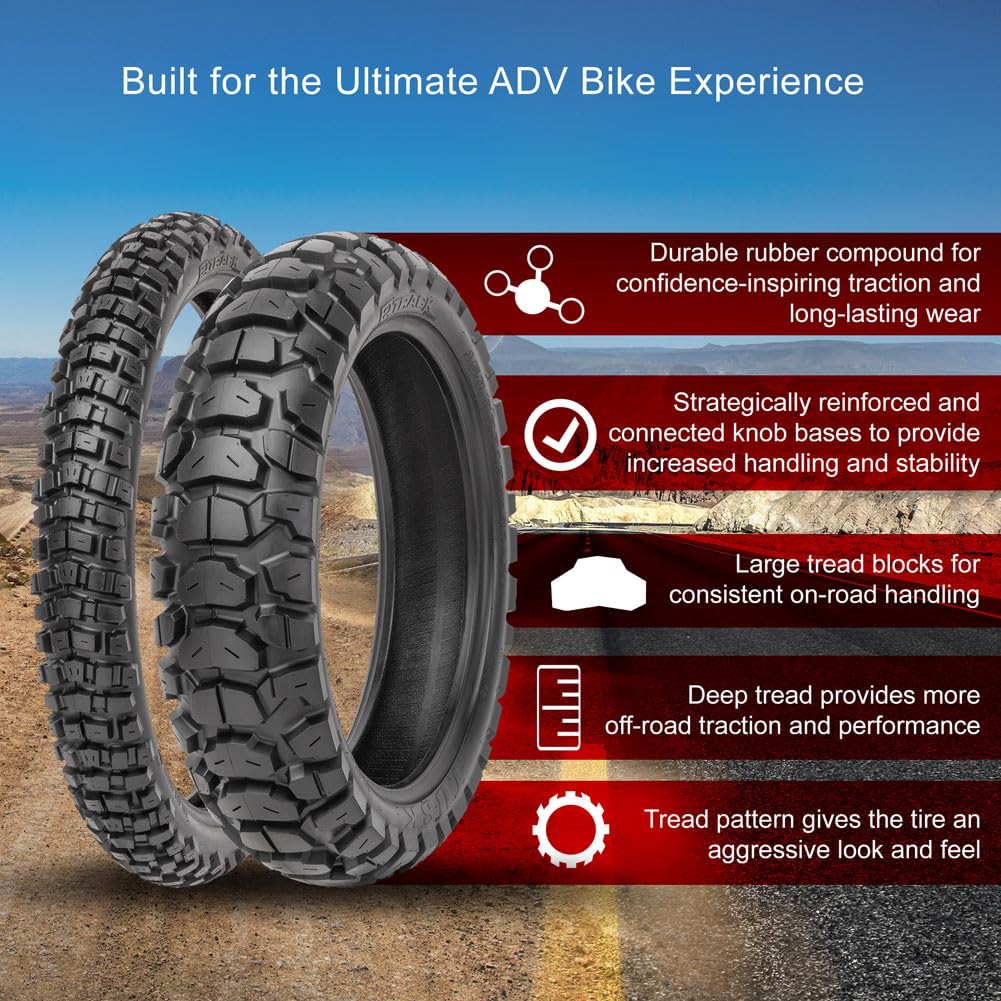 Tusk 2Track Adventure Motorcycle Tire Set â 90/90-21 Front & 130/80-17 Rear â Dual-Sport Off-Road Tires