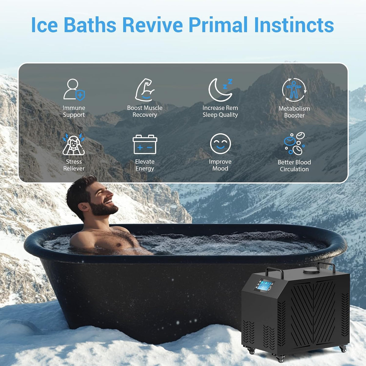 1HP Cold Plunge Chiller for Ice Bath Tub, Pool & Aquarium Heater, 10000 BTU