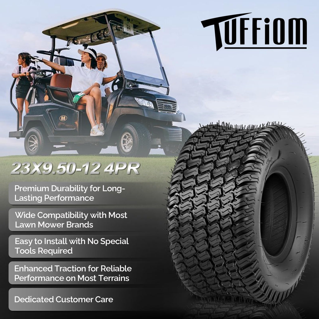TUFFIOM 24x12.00-12 Lawn Mower Tires Set of 2, 6PR Turf Tire Lawn & Garden Tires for Garden Tractor Riding Mower, Tubeless