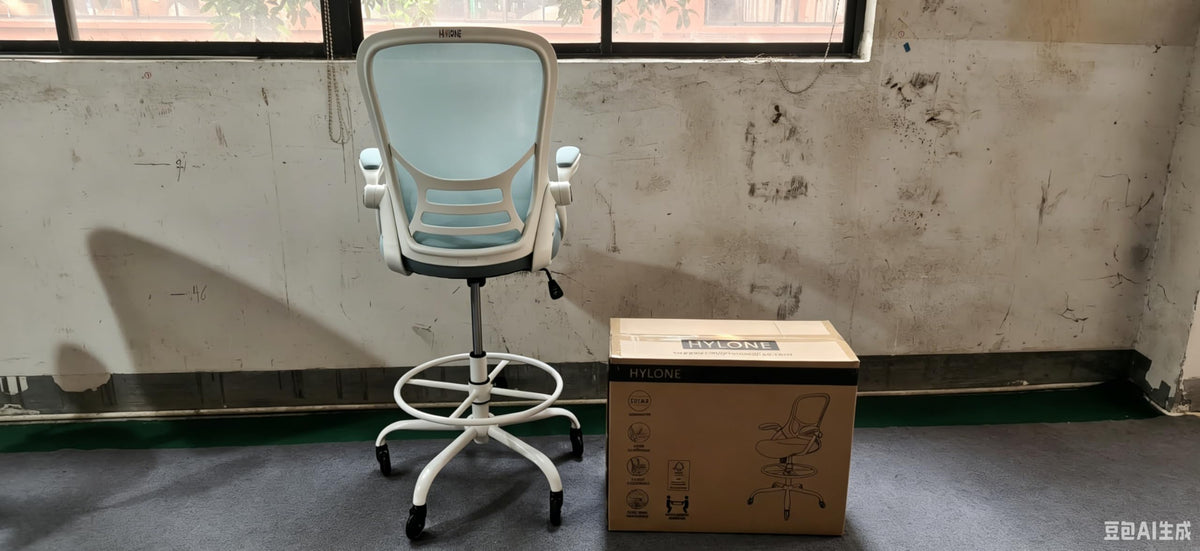 HYLONE Drafting Chair Adjustable, Tall Office Chair Lumbar Support Ergonomic Standing Desk Chair Heavy Duty Tall Drafting Stool for Artists with Footrest Home Office Drafting Stool