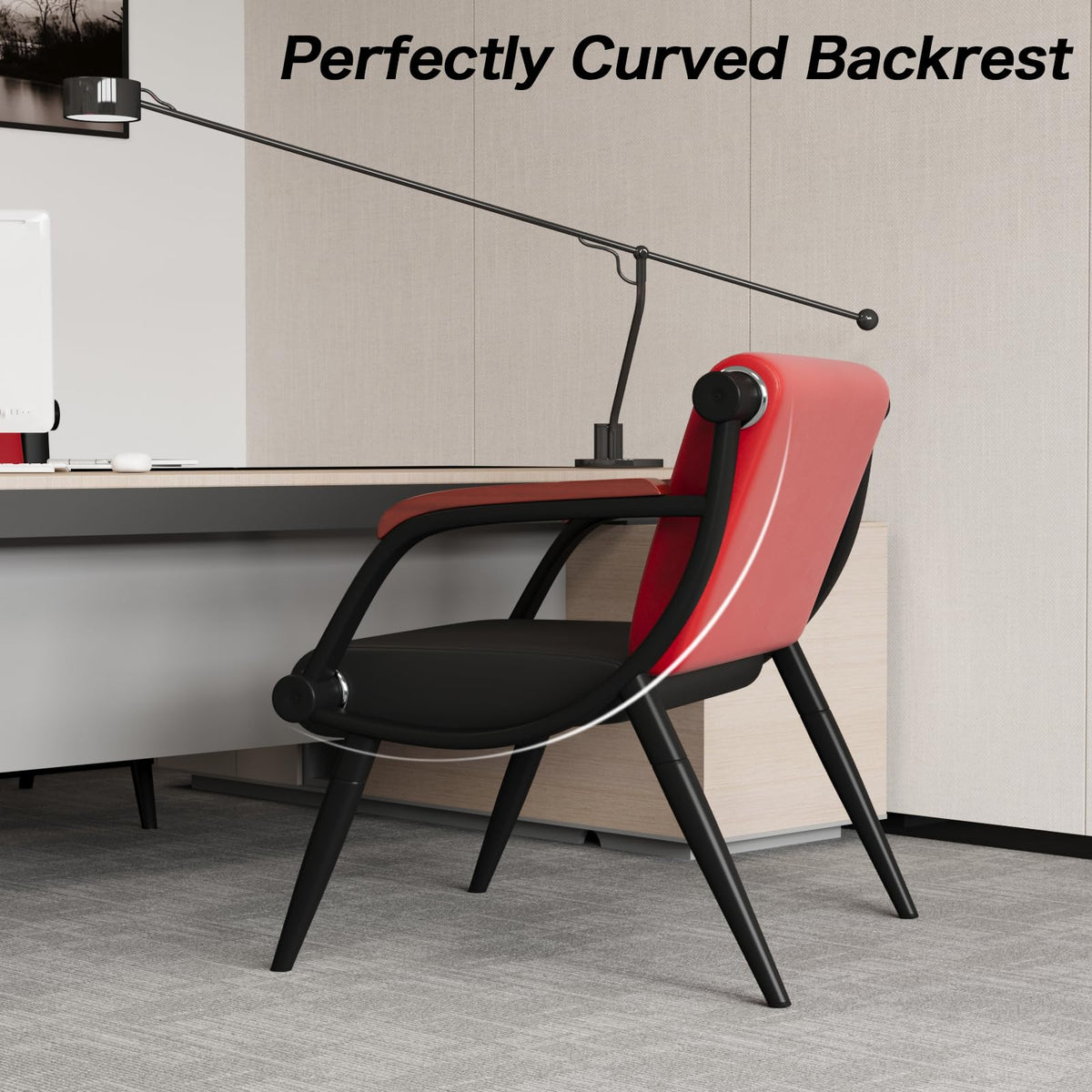 wonline Waiting Room Chairs, Office Furniture Reception Chairs with Arms, Leather Chairs is Suitable for Clinic,Airport,Hospital,Barber,Salon,Bank-Black