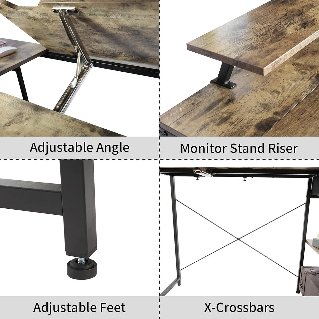 X-cosrack Adjustable Drafting Table with Storage Drawer & Monitor Stand
