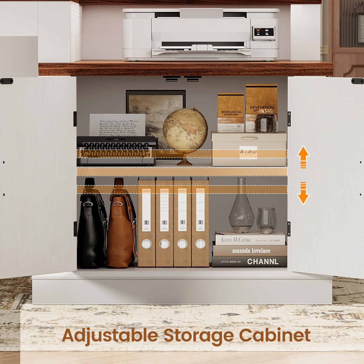 SEDETA Farmhouse 70.9" Executive Desk, Home Office Desk with File Drawers and Storage Cabinet, Computer Desk with Power Outlet for Home Office, Work Study Writing, Black+Brown