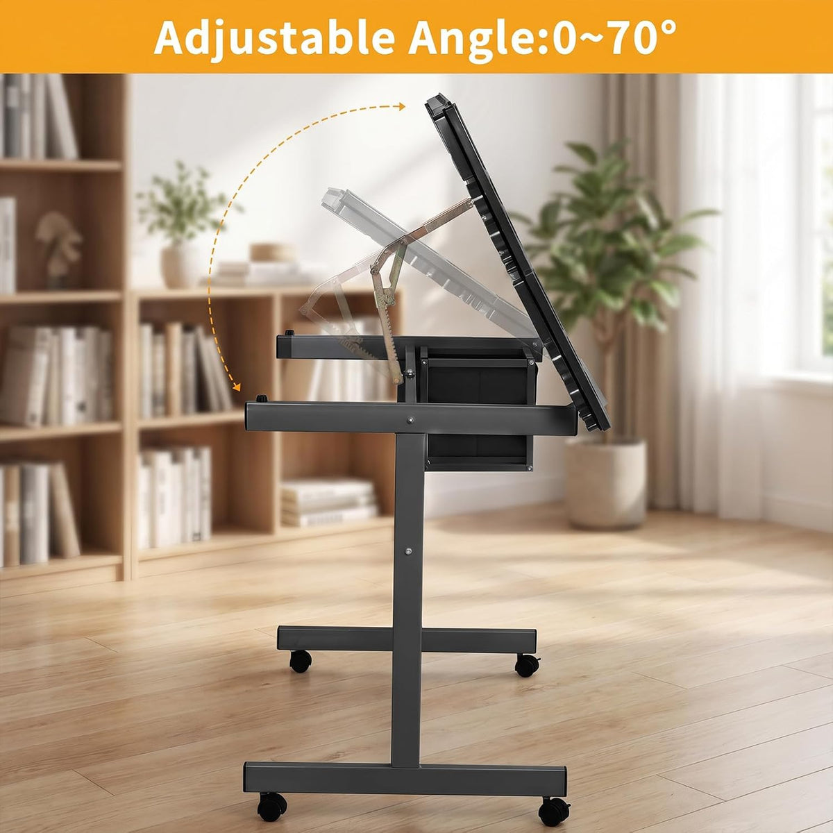 XEW Adjustable Drafting Table Desk Without Stool â Multi-Functional Art Desk for Adults, Drawing & Painting Table, Artist Desk & Drafting Table, Art Table, Tempered Glass Black C