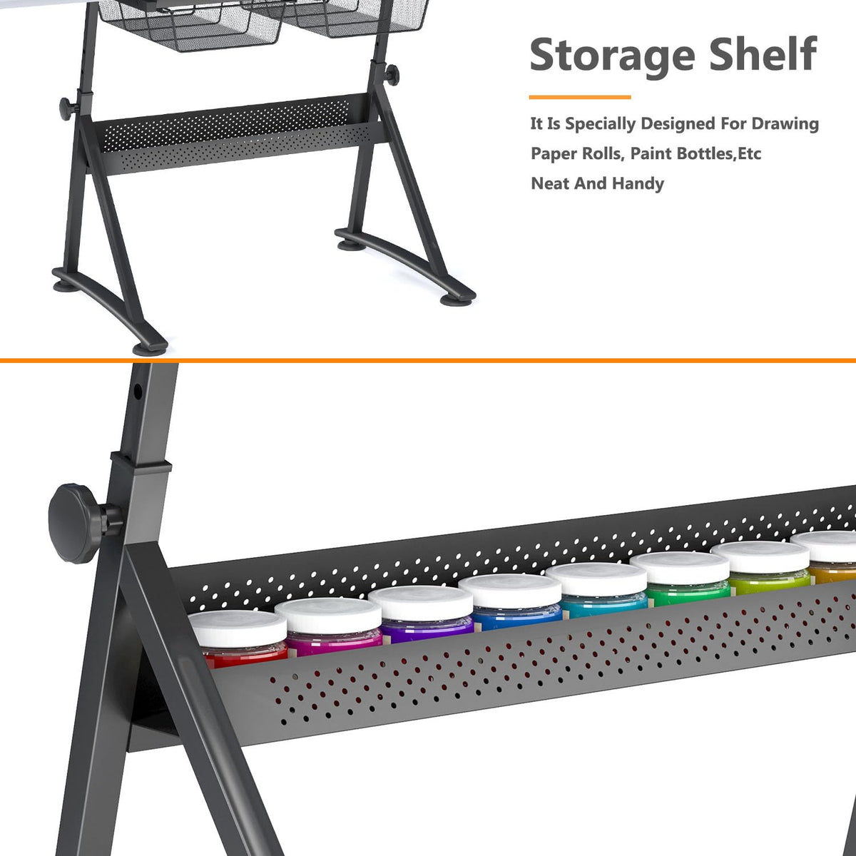 OS MOTOR Adjustable Height Drafting Table with Wood Top, Art Craft Desk with Slide-Out Drawers, Storage, for Drawing, Writing, Painting, and Creative Tasks, Ideal for Home Office, Natural