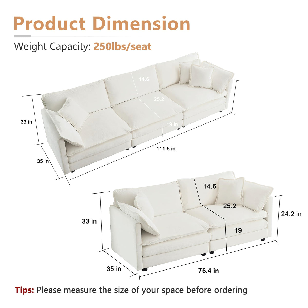 mikibama Luxury 2 Piece Loveseat Couch & Sofa Armchair Set, Modern Upholstered Chenille Cloud Couches Set Furniture with 5 Pillow for Living Room Bedroom Office Apartment, Evergreen