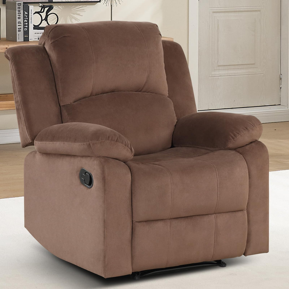 EBELLO Manual Faux Leather Reclining Couch Set for Living Room, Include 1 Recliner Chair, 1 Loveseat Sofa, Recliner Sofa Furniture Set for Home and Office, Black
