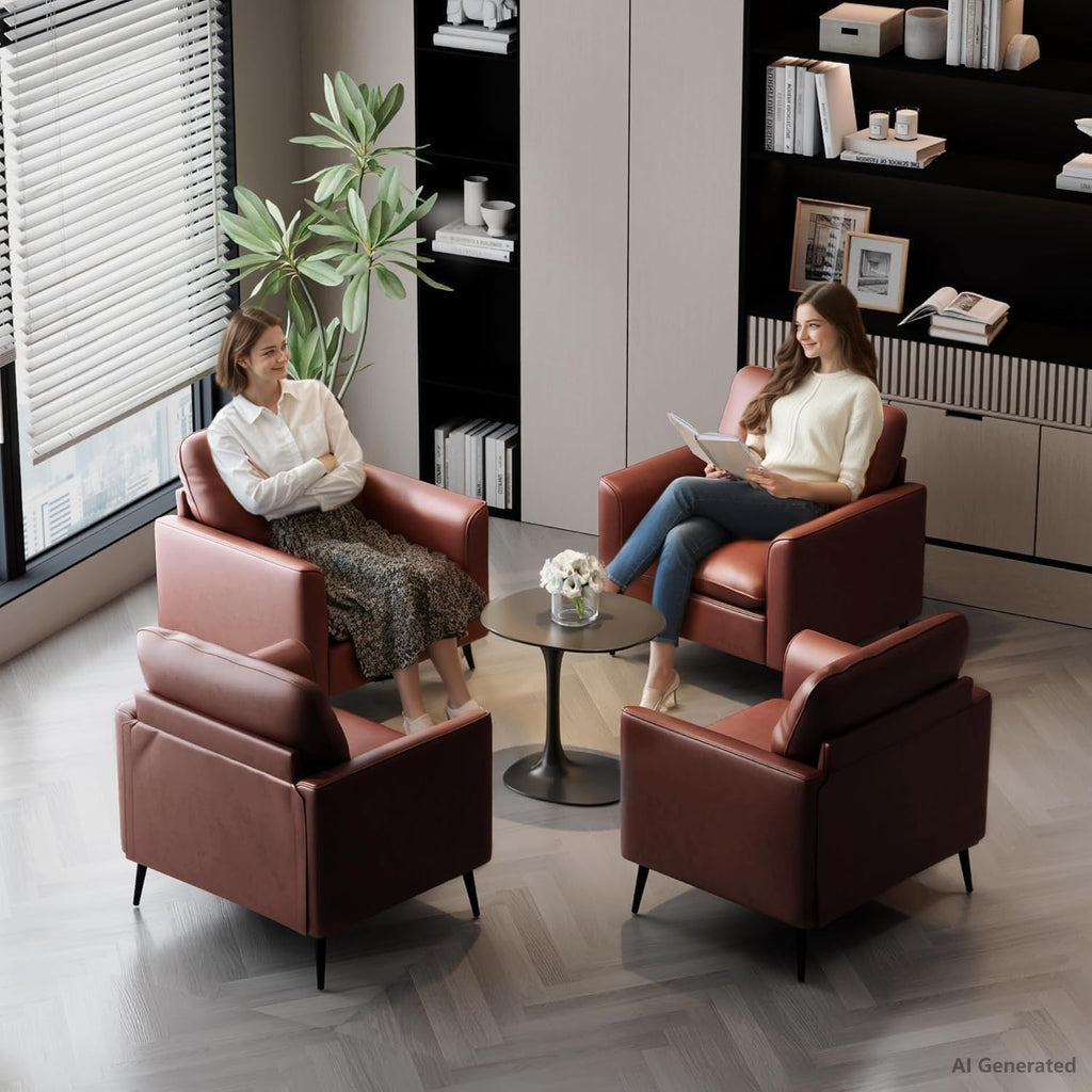 TYBOATLE Accent Chairs Set of 2, Faux Leather Arm Chairs (Grey, 2)