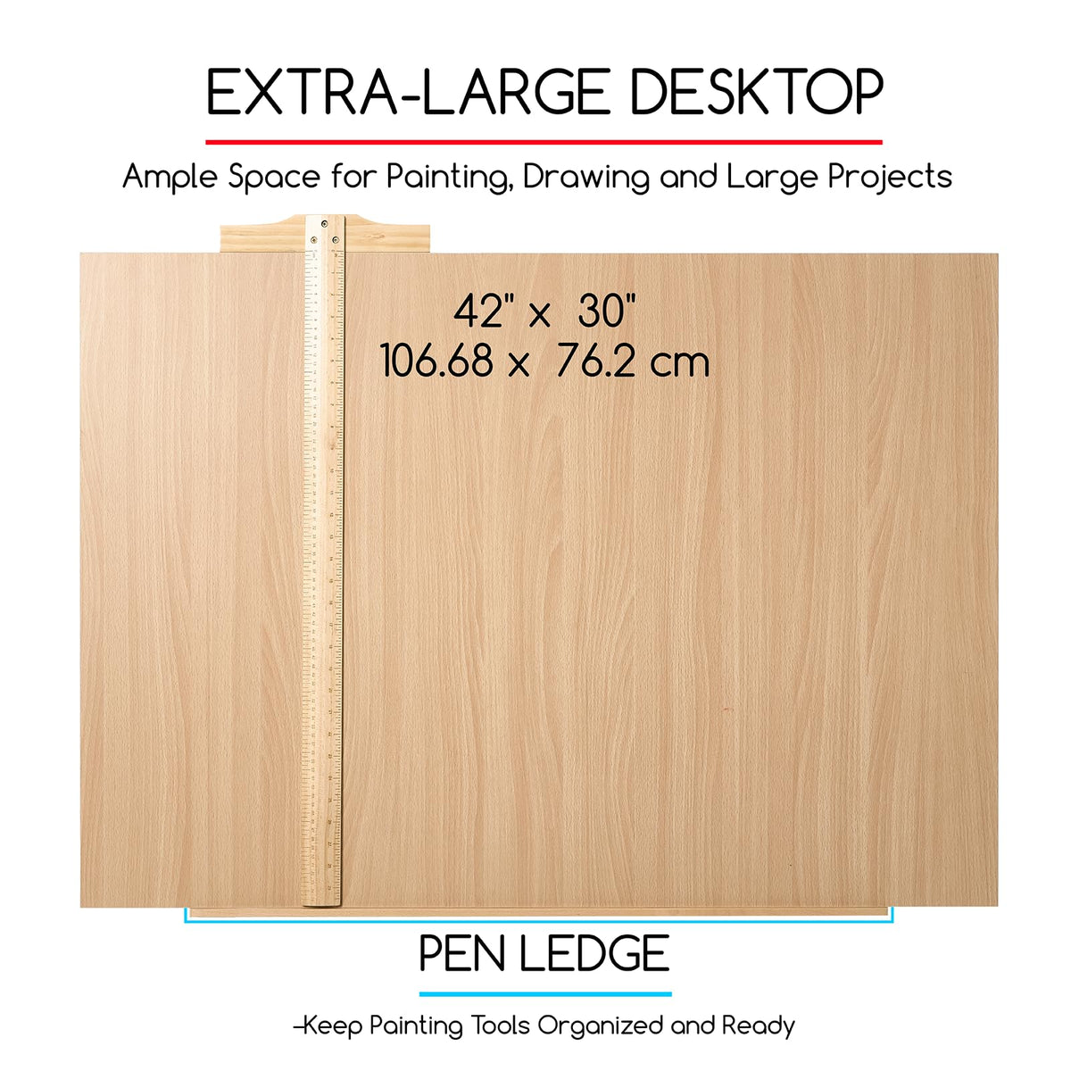 MEEDEN Extra-Large Wood Drafting Table: 42" x 30" Artist Drawing Table Desk