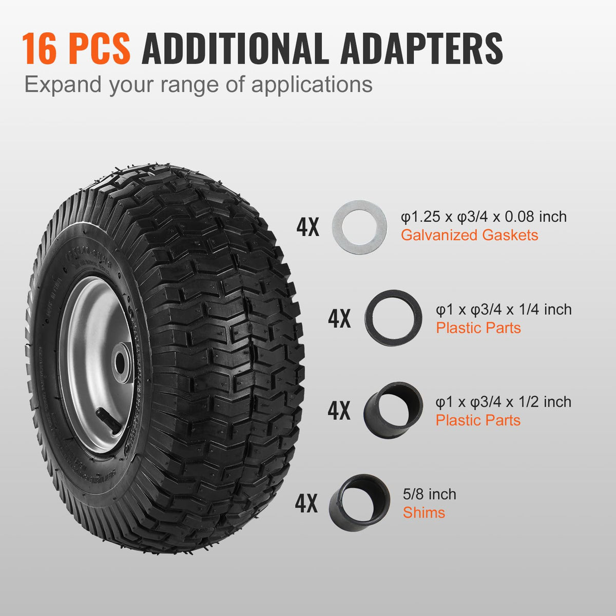 VEVOR Lawn Mower Tires with Rim, 20x8-8" Tubeless Tractor Tires, 2-Pack Tire and Wheel Assembly, S-Turf Pneumatic Tires with 3.5" Offset Hub and 3/4" Bushing Size, for Riding Mowers Lawn Tractors
