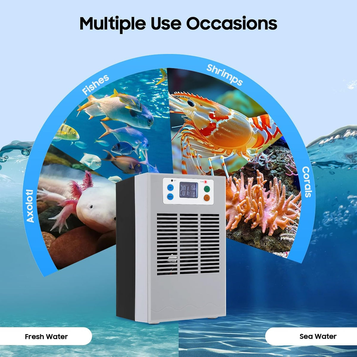 7.93Gal Aquarium Chiller, Electric Fish Tank Water Chiller Machine,Adjustable Temperature Hydroponic Cooling System with Upgraded LED Display,Quiet Design for Fish Tank Axolotl Coral Reef