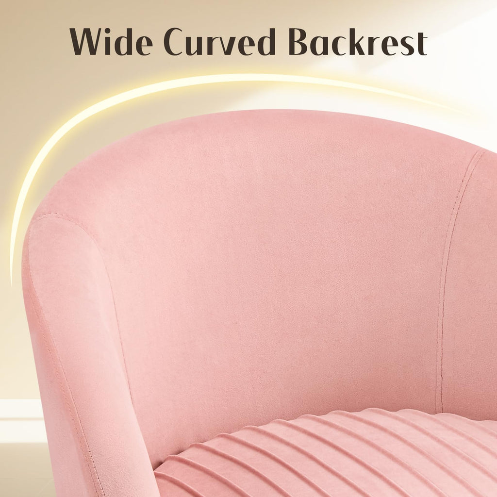 Accent Velvet Makeup Vanity Chairs Set of 2 Boucle Modern Tufted Girls Desk Chair No Wheels with Gold Metal Legs, 20" Extra Wide Armchair for Bedroom Bathroom Dining Room Living Room, Cream Beige
