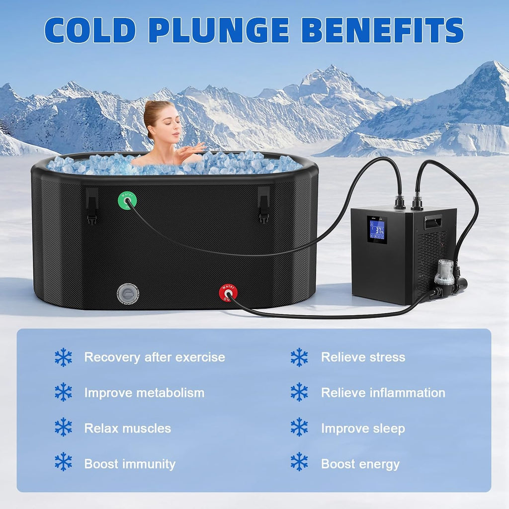 Cold Plunge Chiller,87 Gallon 1/3HP Ice Bath Water Chiller for Cold Plunge Tub, Water Chillers System with LED Display, Pump, Remote Control, Pipe, for Fish Tank Household Black