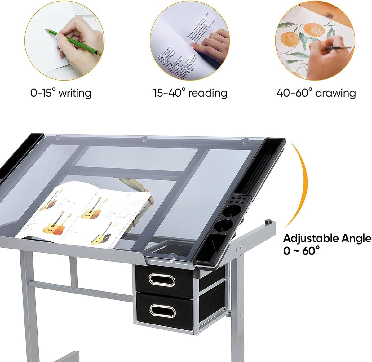 ZENY Glass Drafting Table for Artists
