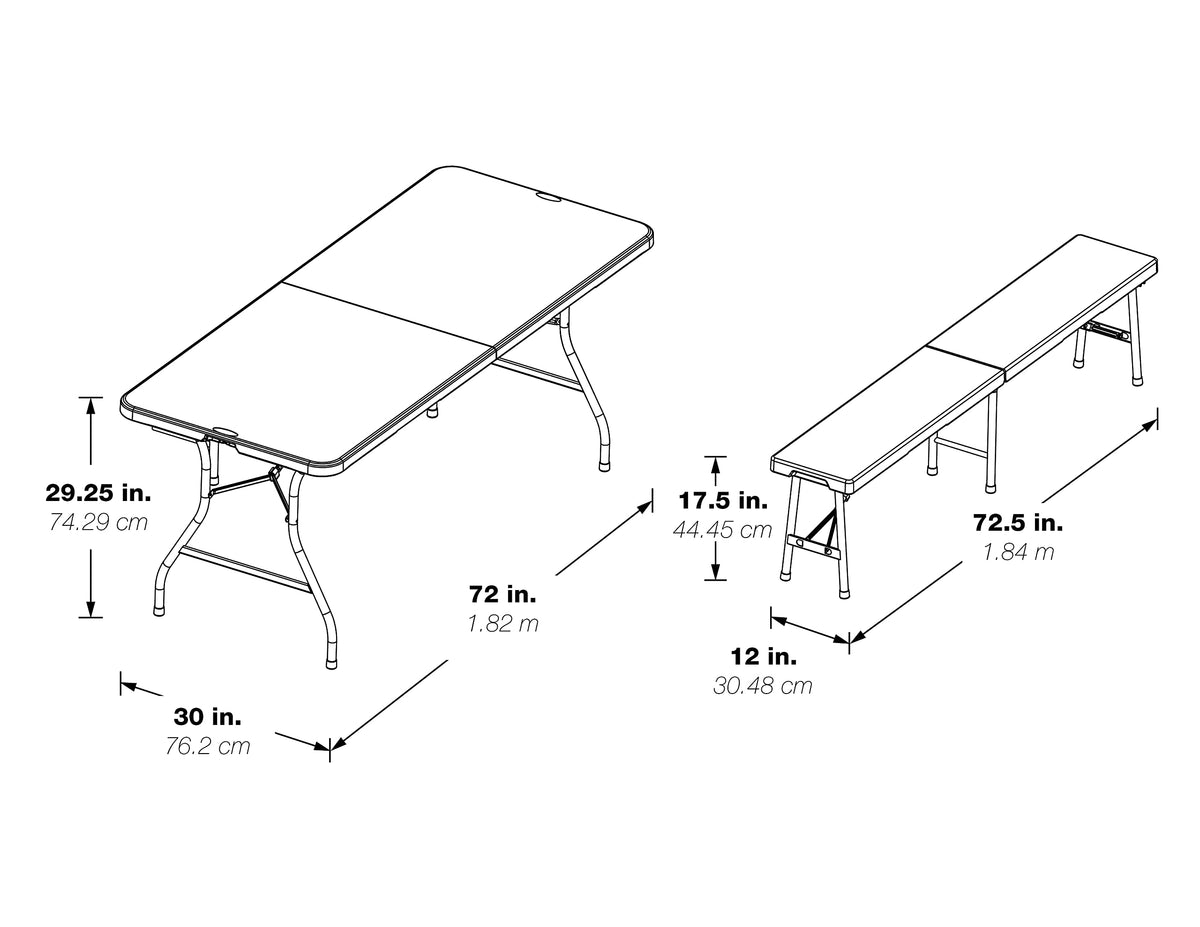 Office Star Resin 5-Piece Folding Square Table and Chair Set, Light Grey