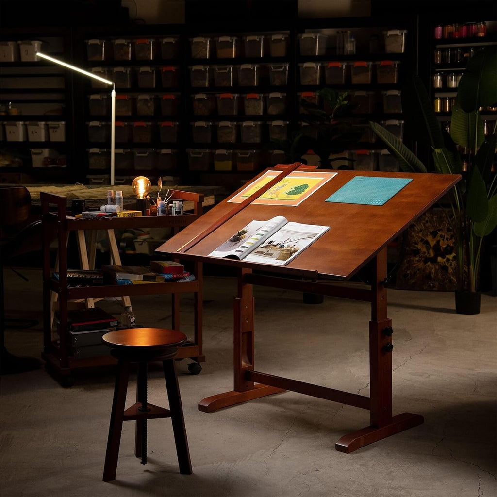 MEEDEN Extra-Large Wood Drafting Table and Wooden Drafting Stool
