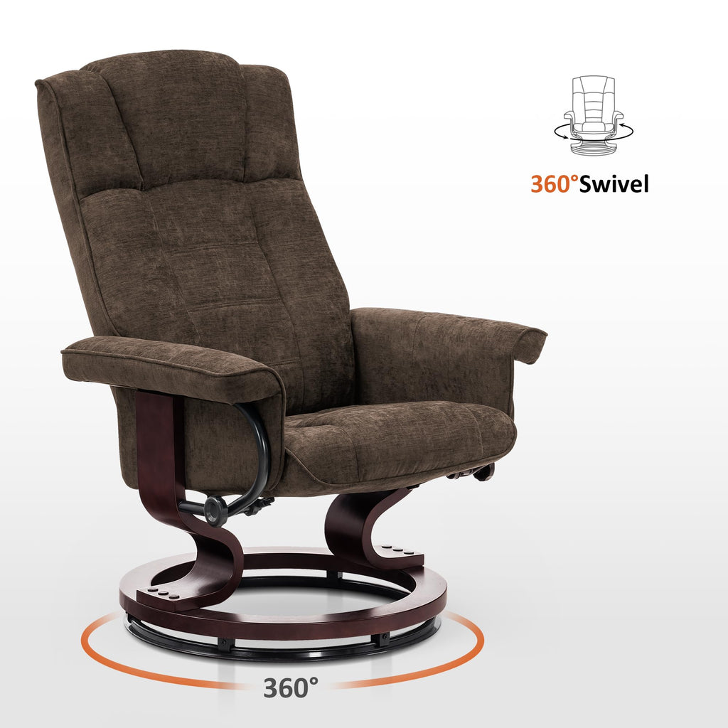 MCombo Manual Swivel Recliner with Ottoman, Faux Leather 9019