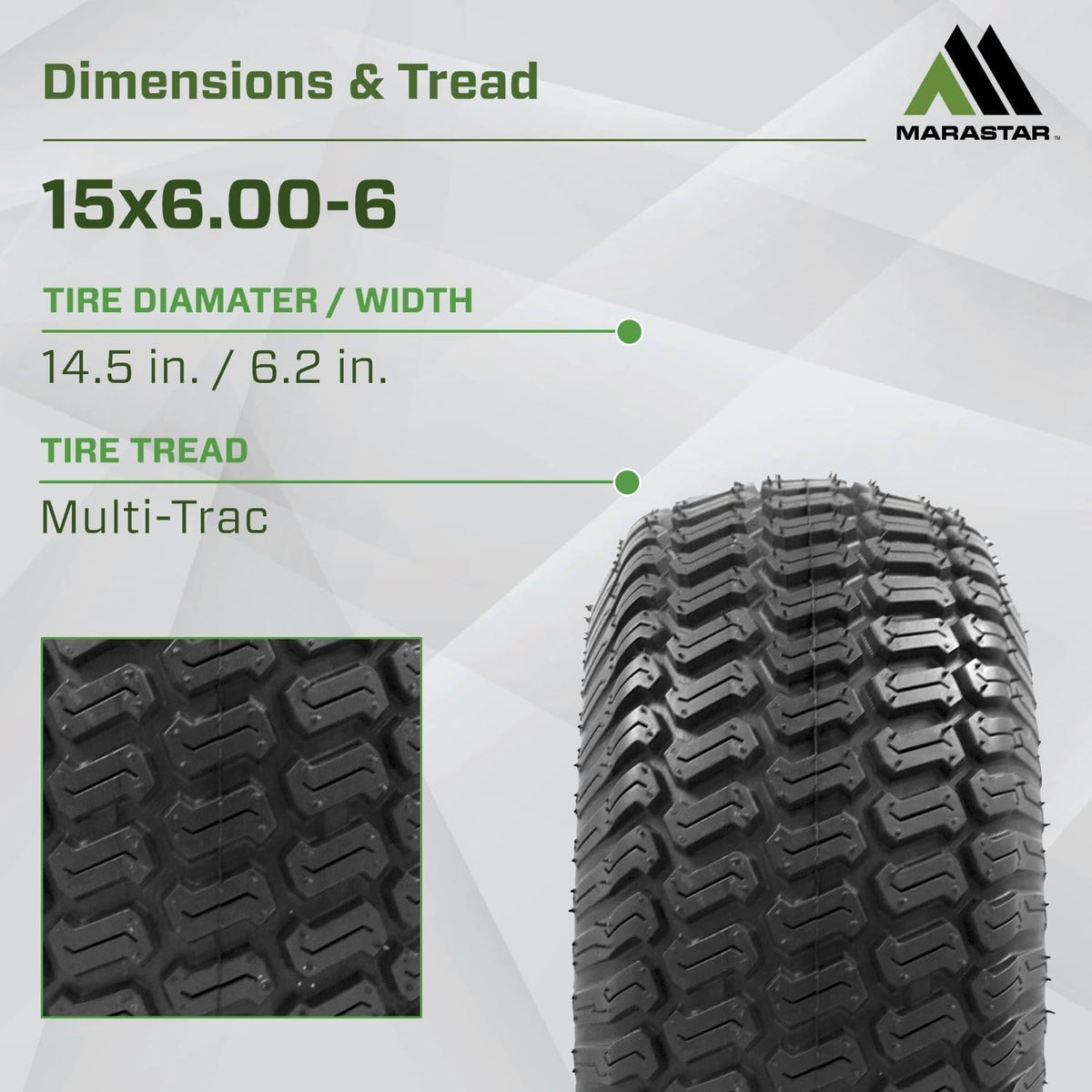 MARASTAR 21425 15x6.00-6 Tire and Wheel Assembly, Replacement Riding Lawn Mower Front Tires Compatible with 100 and 300 Series John Deere Riding Mowers, 2 pack