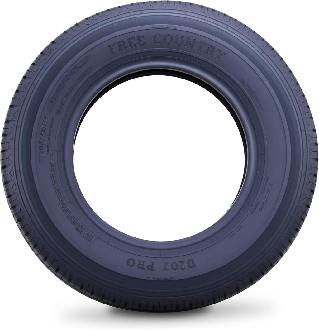 Free Country HD Trailer Tires ST205/75R15 10PR LRE 111N w/Scuff Guard, Set4