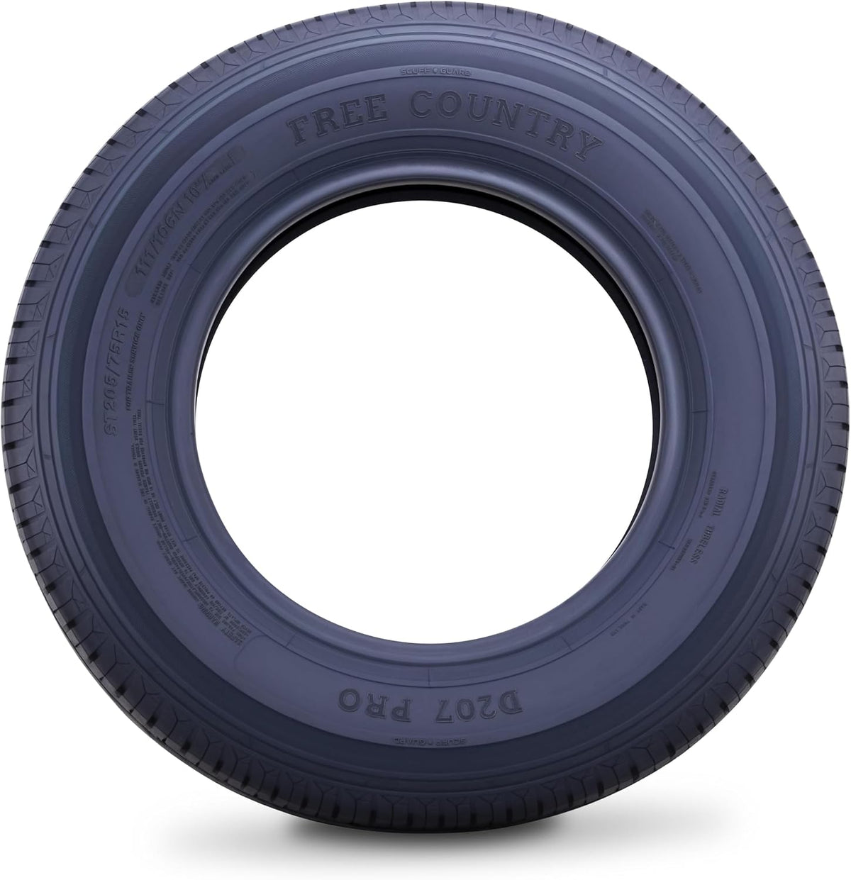 Free Country HD Trailer Tires ST205/75R15 10PR LRE 111N w/Scuff Guard, Set4