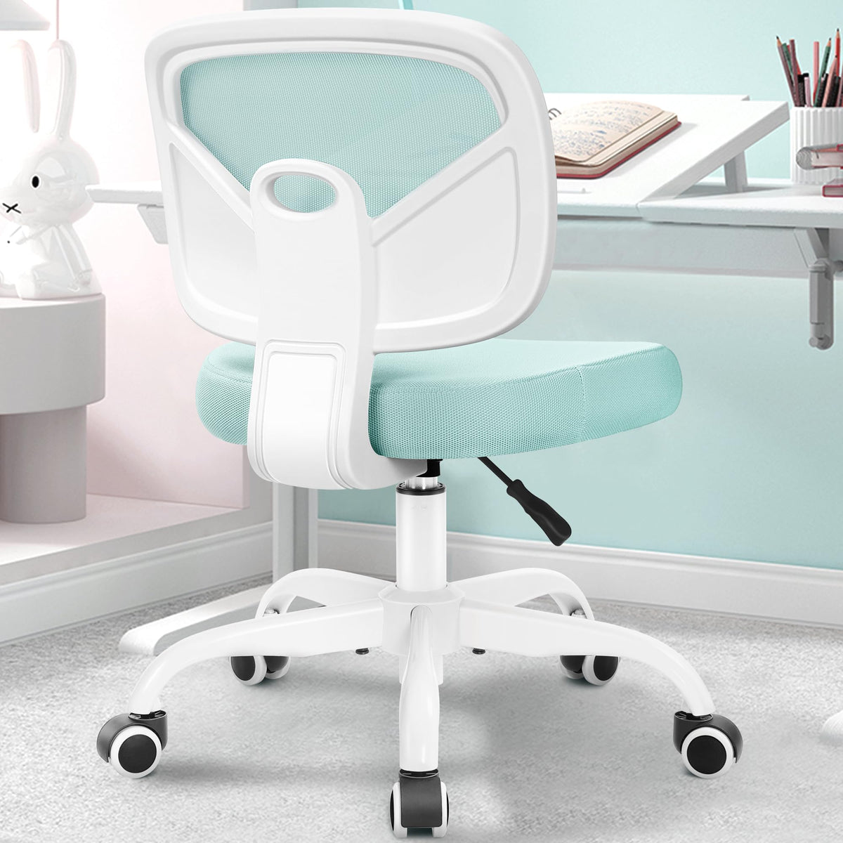 Primy Tall Drafting Desk Chair - Armless, Adjustable Height, Mesh Back, Rolling, Standing Desk Chair for Art Room, Office or Home (Black)