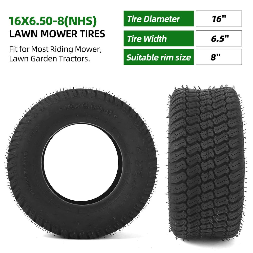 AR-PRO (2 Pack) 20x8.00-8 Lawn Mower Turf Tires, Tubeless, No Rims