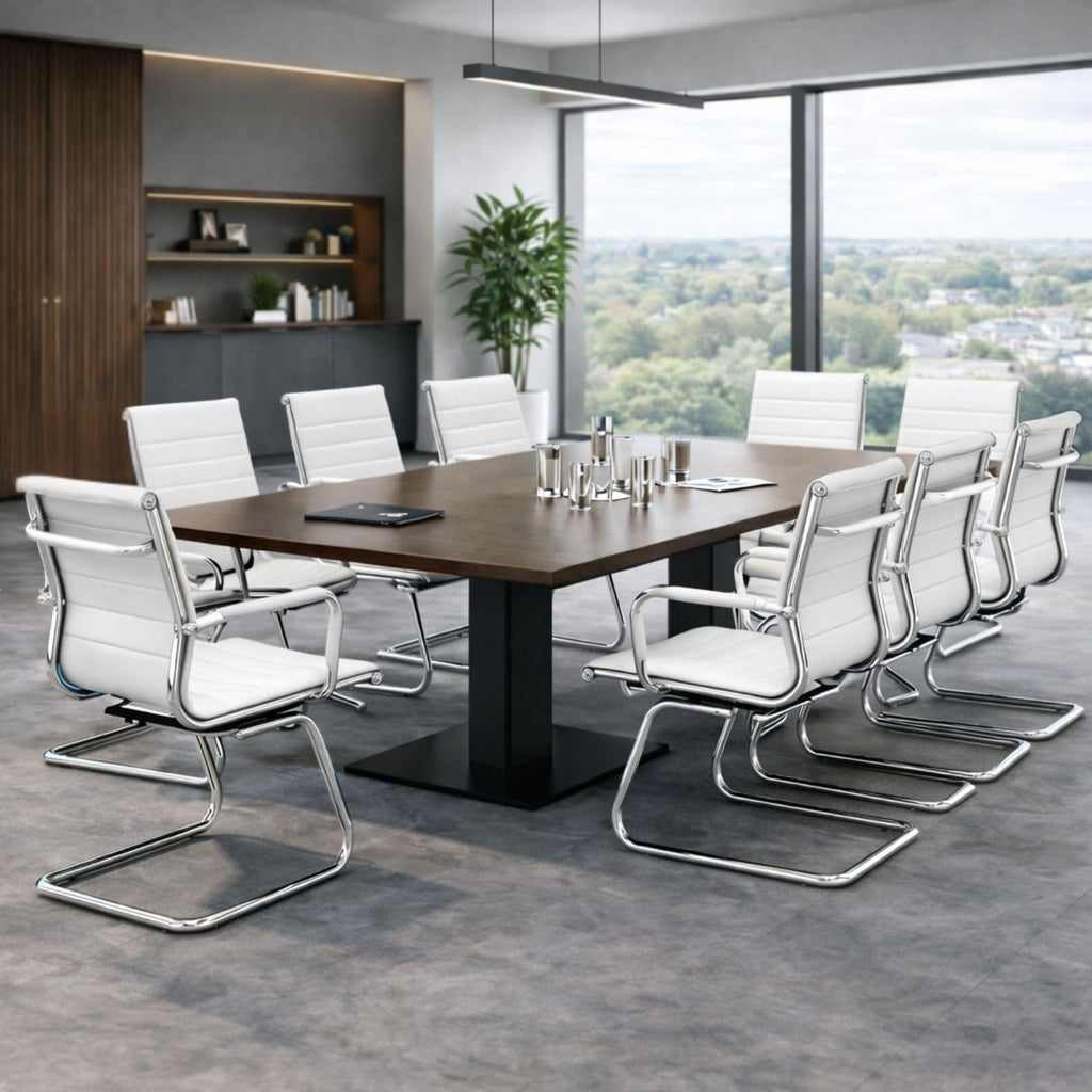 Reception Chairs Leather Conference Guest Chair Heavy Duty Back Support Office Chair, Set of 2 (Navy)